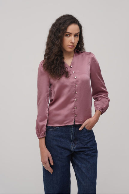 Satin Back - Cutout Blouse