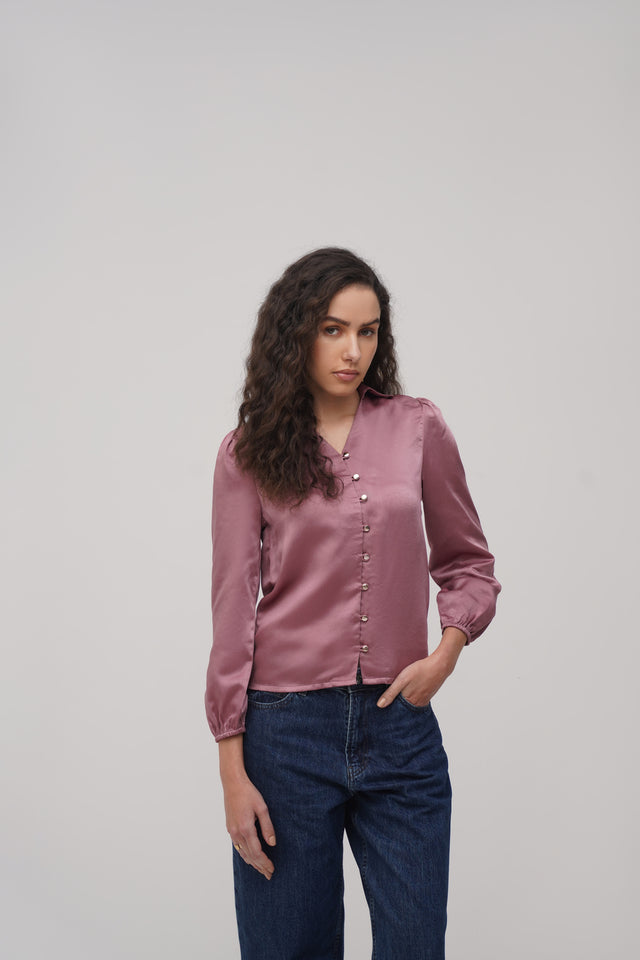 Satin Back - Cutout Blouse