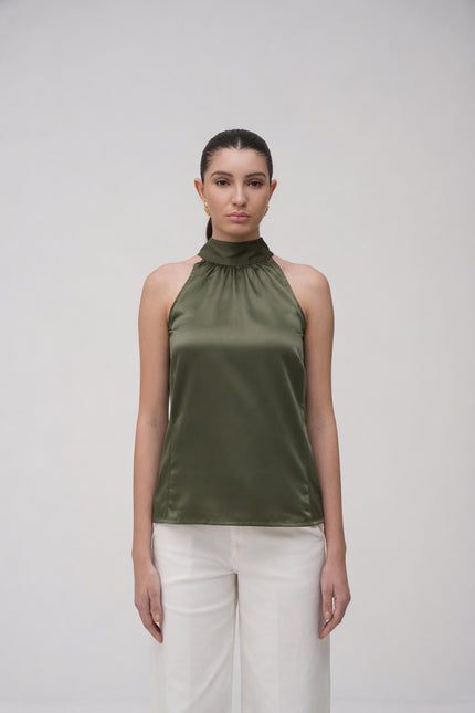 Halter Neck Satin Top
