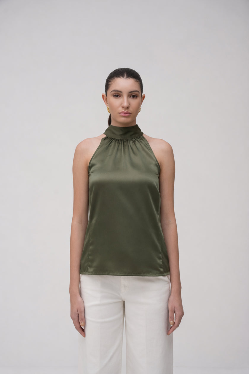 Halter Neck Satin Top