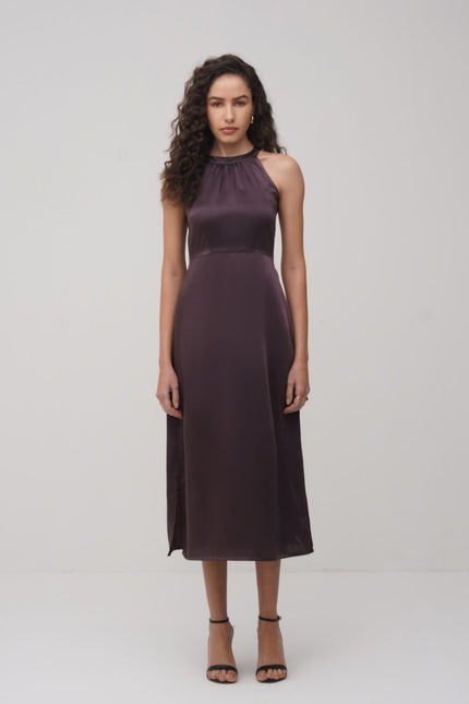 Halter Neck Satin Dress