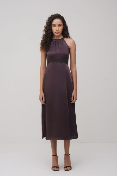 Halter Neck Satin Dress