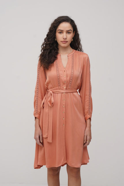 The Lace Insert Tie- up Dress