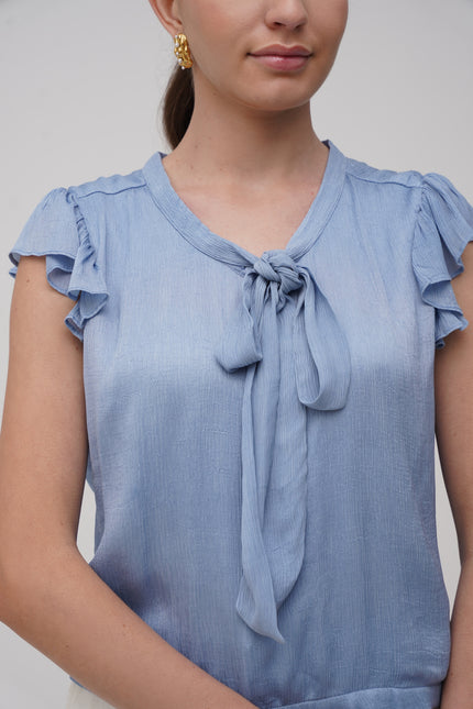Ruffle Sleeve Tie - Up Top