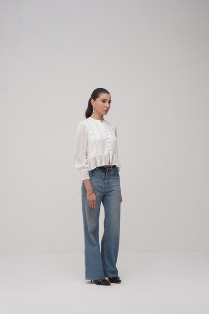 Crinkled Lace Detail Top