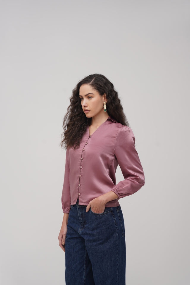 Satin Back - Cutout Blouse