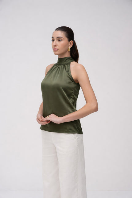 Halter Neck Satin Top