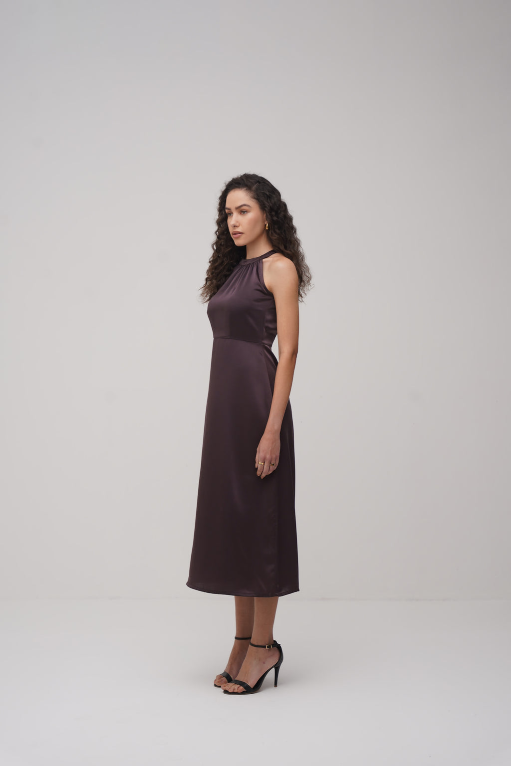 Halter Neck Satin Dress