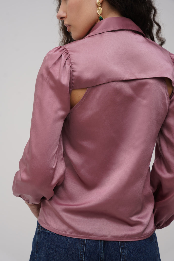 Satin Back - Cutout Blouse