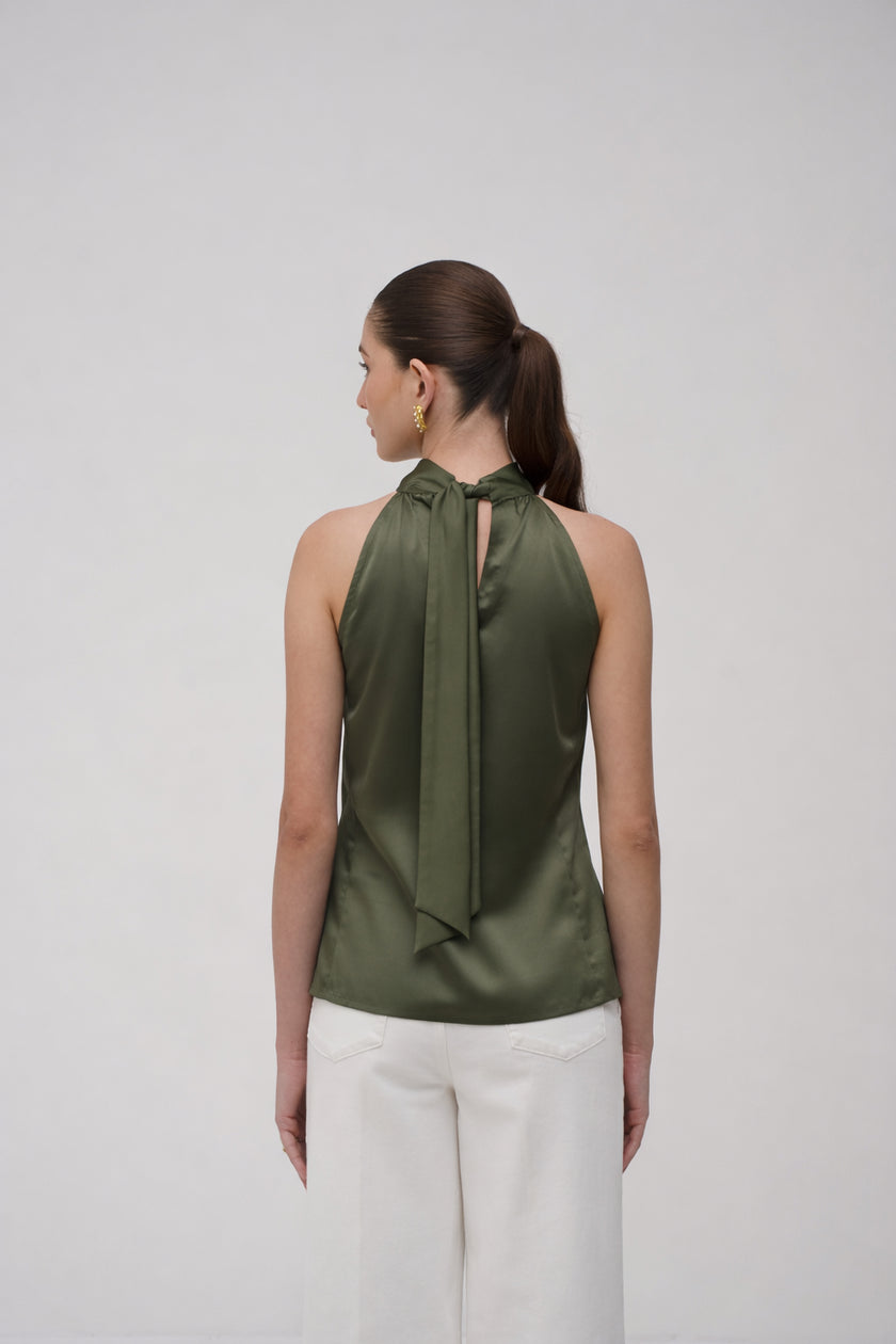 Halter Neck Satin Top
