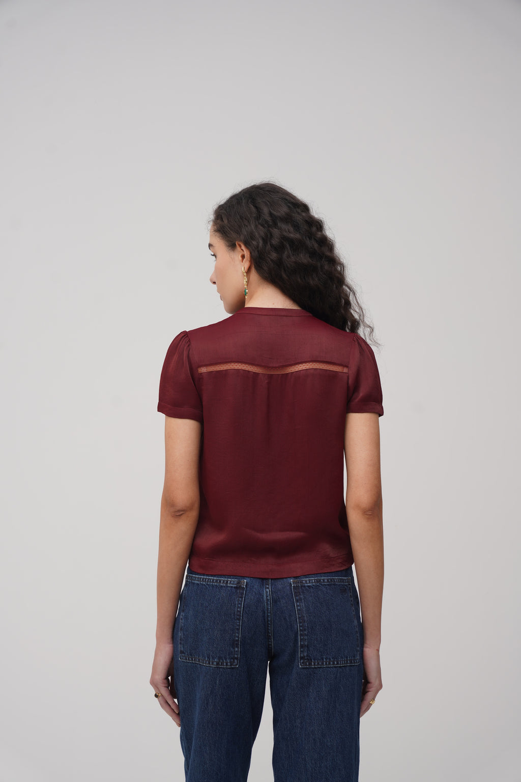 Button- Down Lace Detailing Blouse