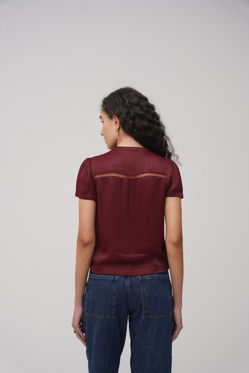 Button- Down Lace Detailing Blouse