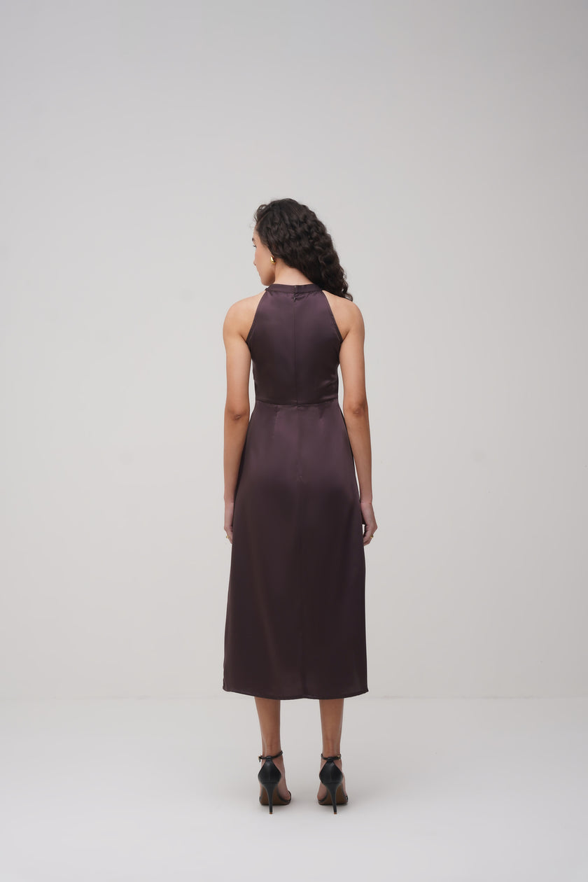 Halter Neck Satin Dress