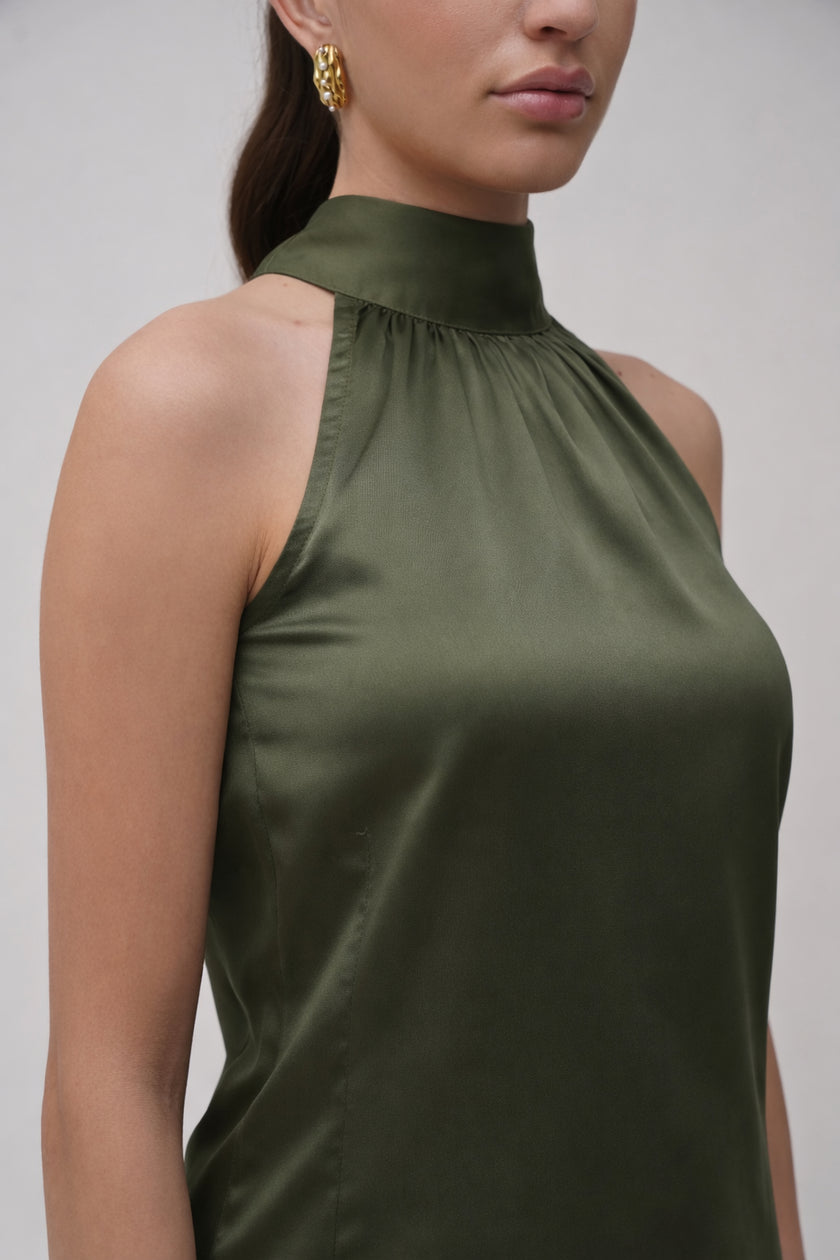 Halter Neck Satin Top