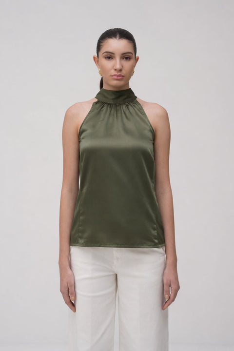 Halter Neck Satin Top