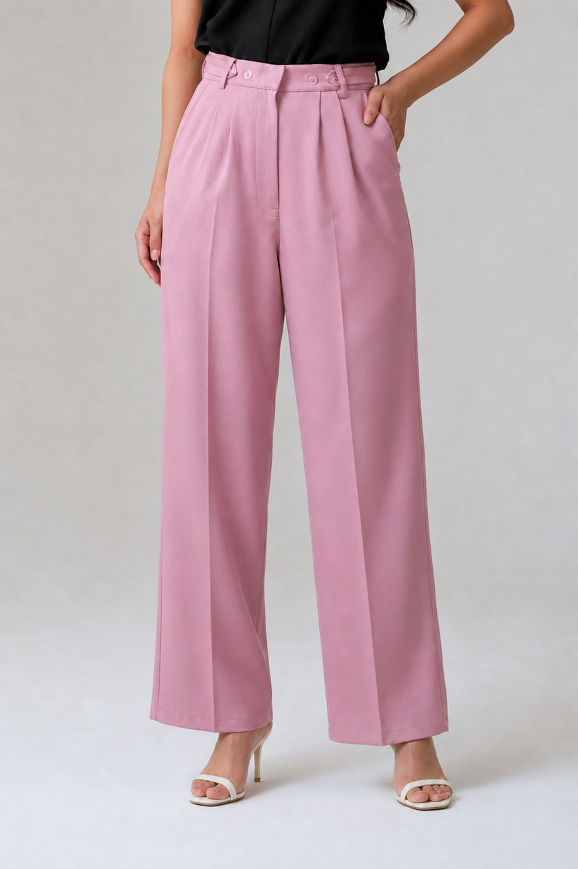 Dusky Rose Tailored Straight Pants