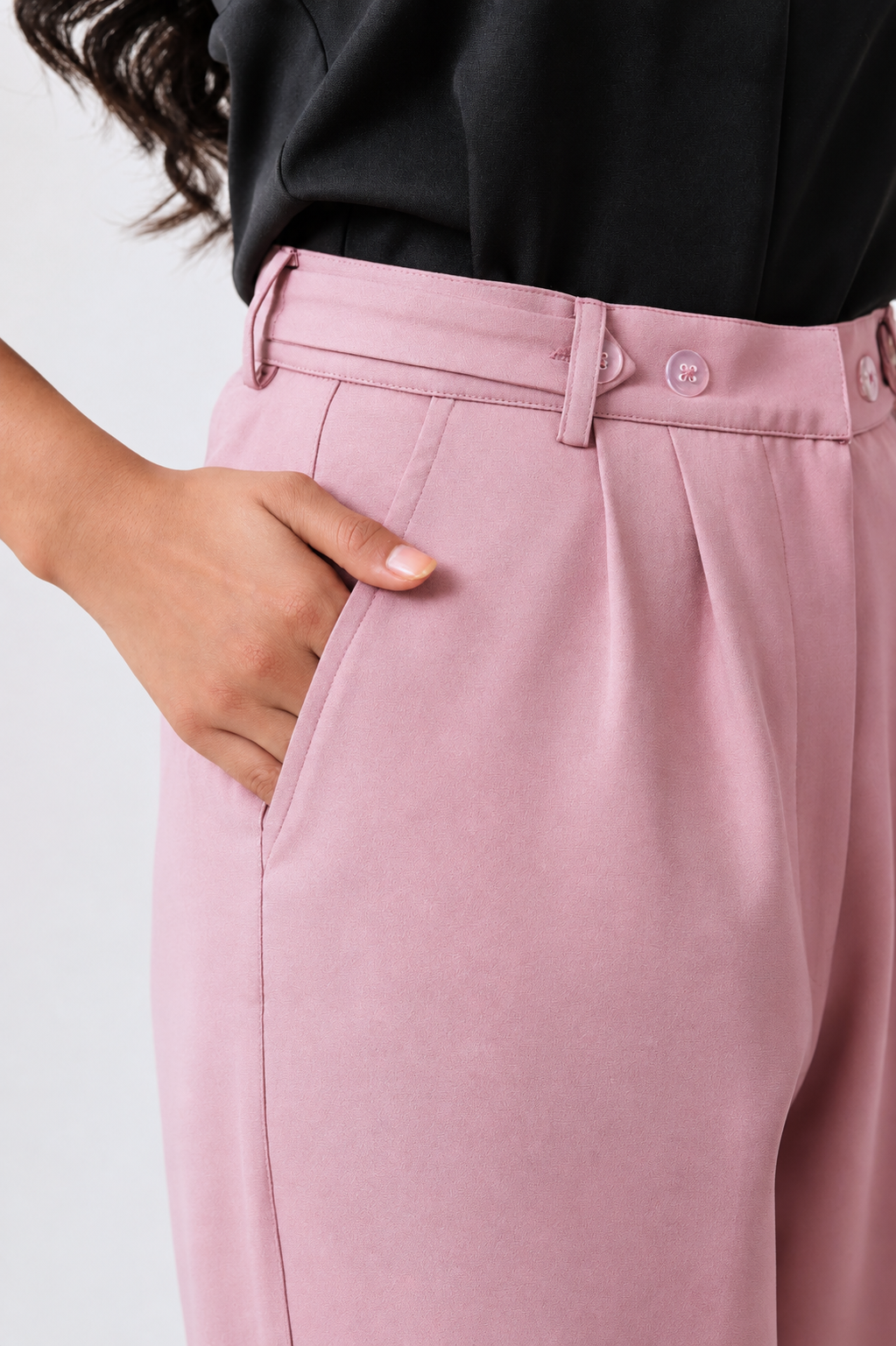 Dusky Rose Tailored Straight Pants