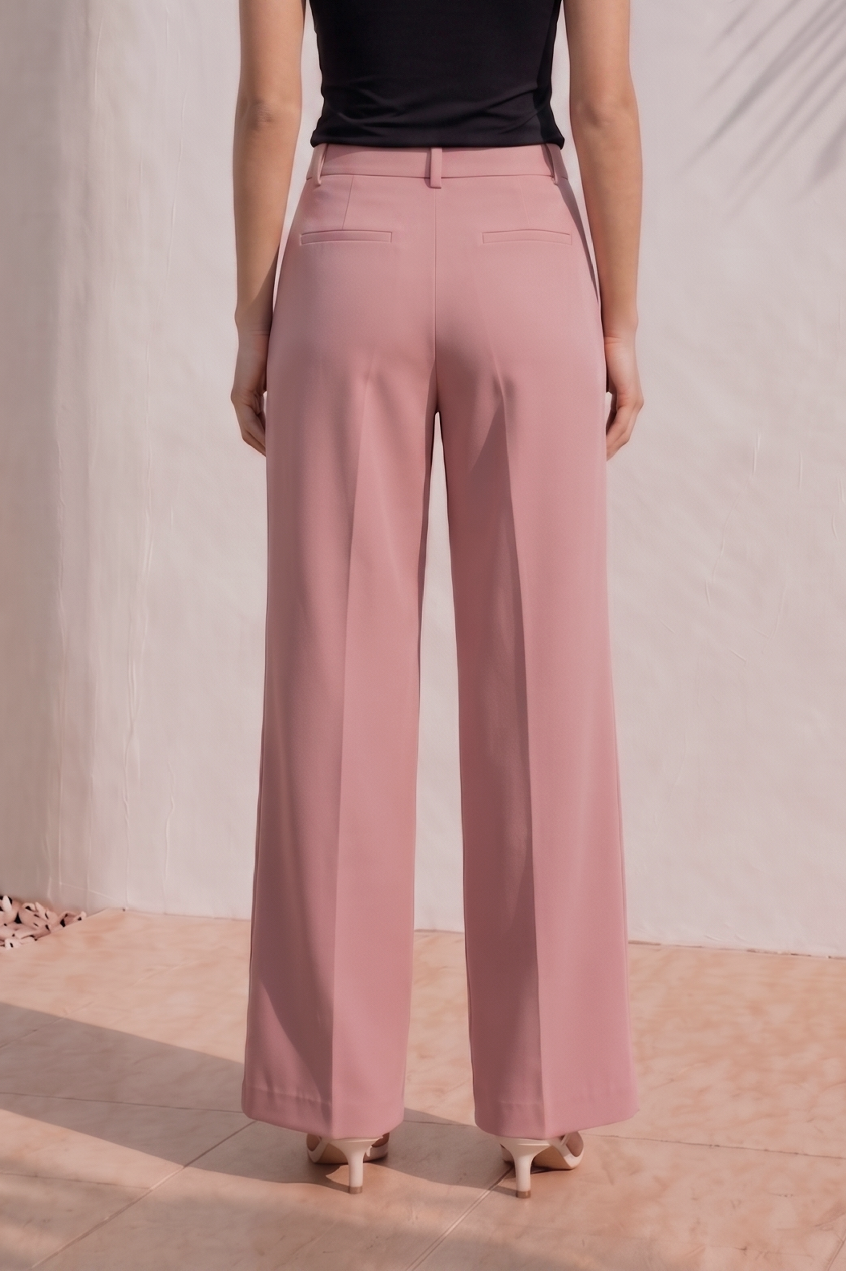 Dusky Rose Tailored Straight Pants