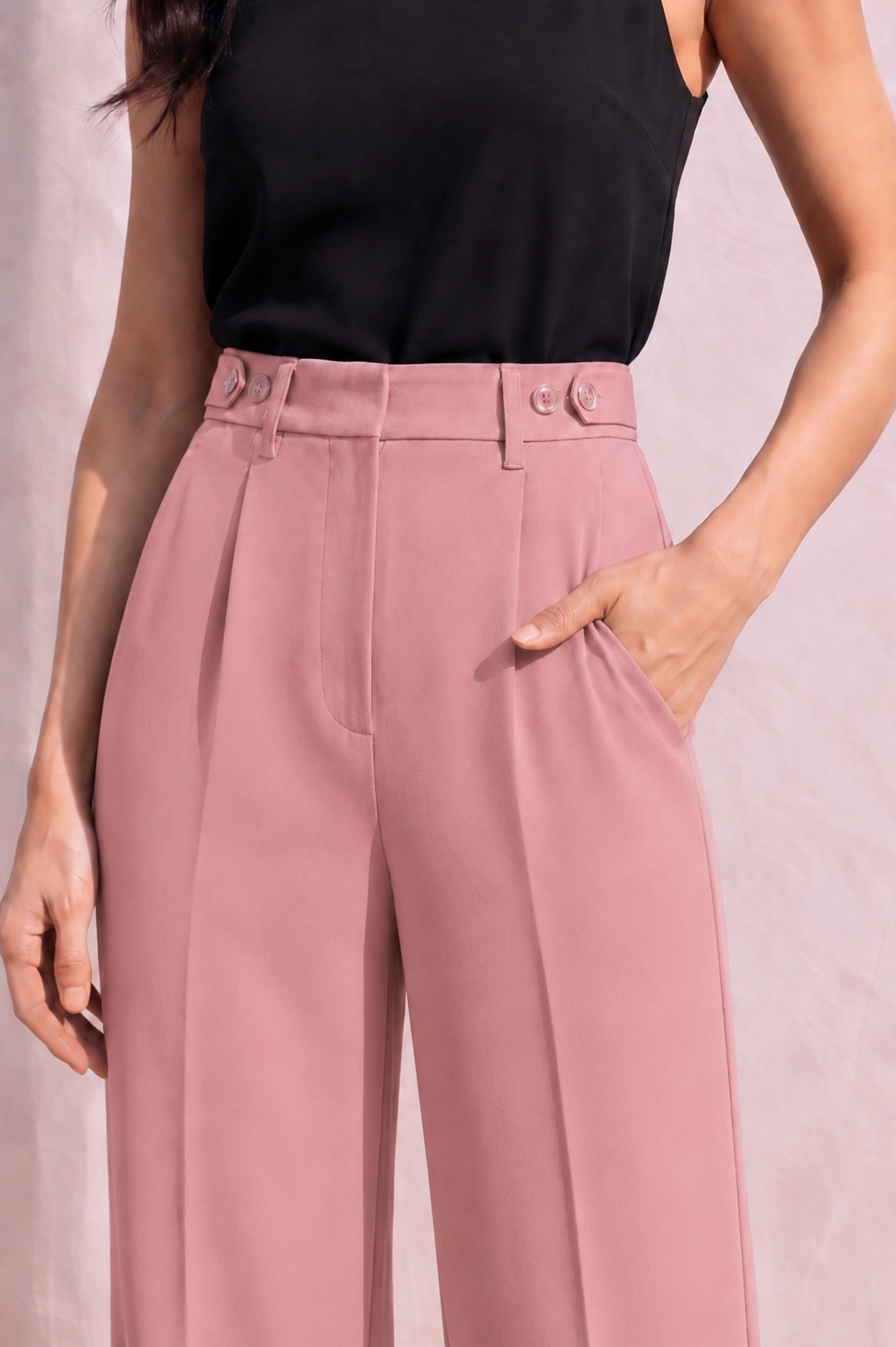 Dusky Rose Tailored Straight Pants