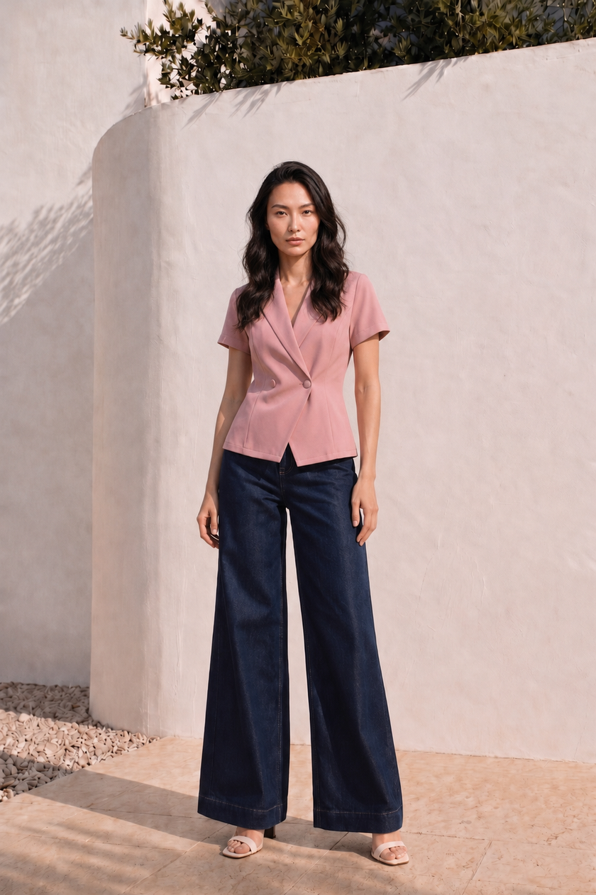 Dusky Rose Sculpted Blazer Top