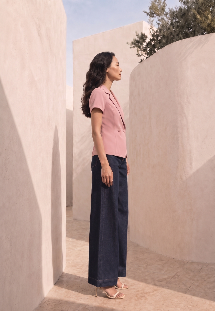 Dusky Rose Sculpted Blazer Top