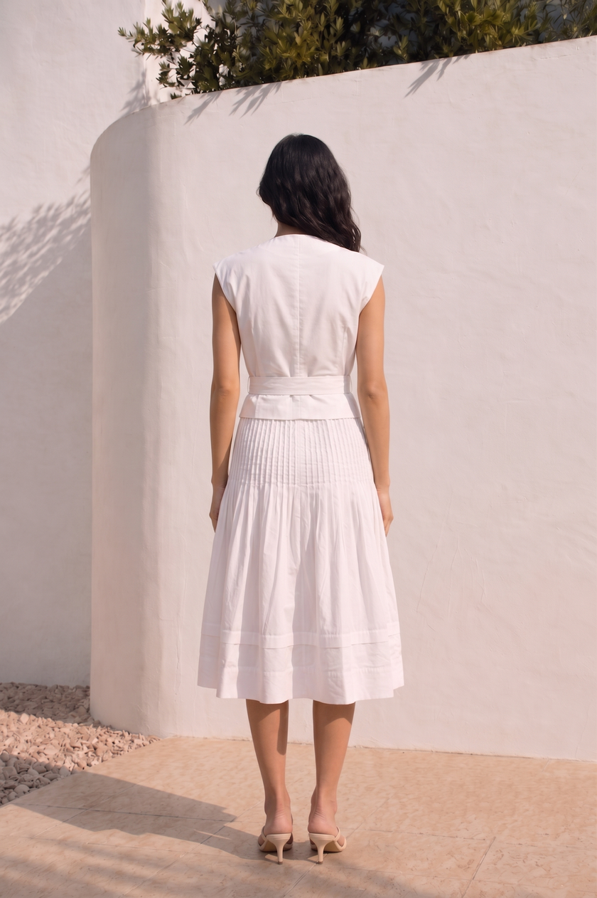 Ivory Pleated Dress
