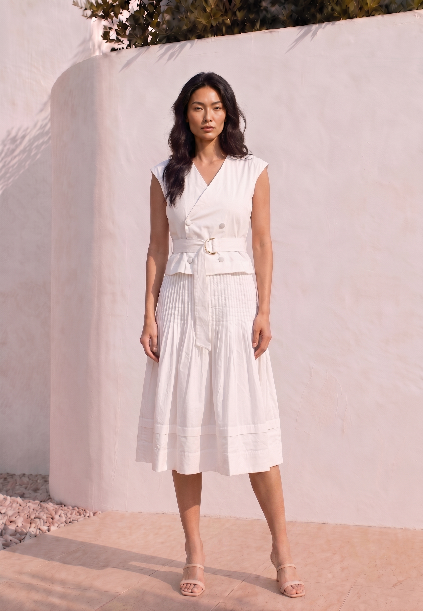 Ivory Pleated Dress